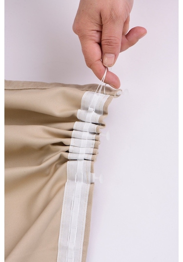 Cheap's Home Petek Dokulu Kadife Dokuma Düz Dikiş Ekstrafor Büzgü Fon Perde Vizon