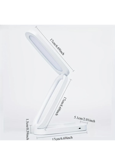 Boatshop1 Beyaz 1pc Katlanabilir Led Masa Lambası 3 Parlaklık Şarj Edilebilir Ayarlanabilir Göz Koruma Okuma Lambası Ev Ofis Seyahat Beyaz