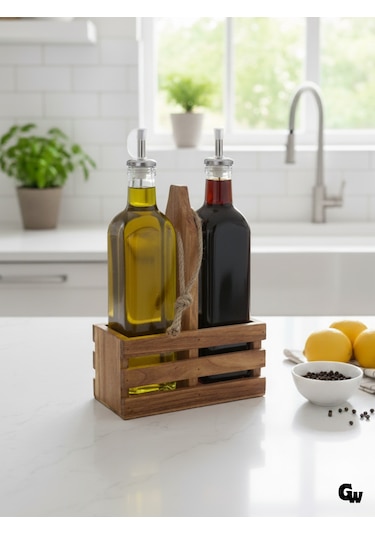 Ahşap Doğal 2li Set Yağdanlık Ve Sosluk Takımı Set Kiraz 1 Set Ahşap