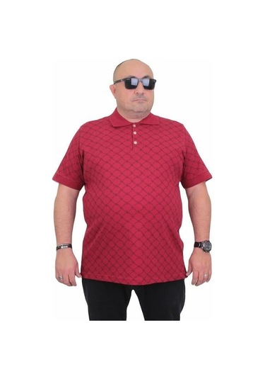 Starbattal Erkek Büyük Beden Polo Yaka Tişört Square 24452 Bordo-Bordo