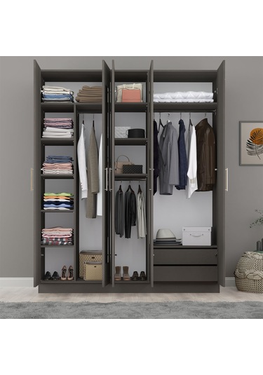 5 Kapaklı Gardırop 180cm Antrasit