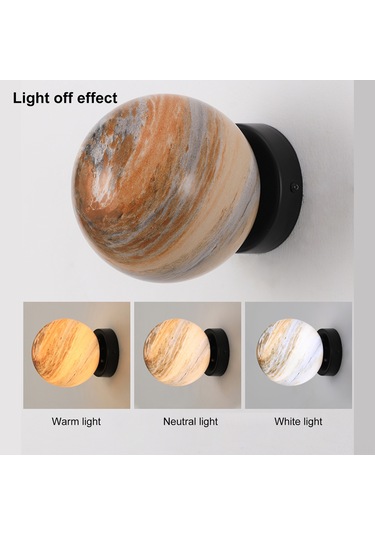 Yifomall Siyah-turuncu Güneş Sistemi Duvar Lambası E27 Avrupa Tipi, 110-240v, Ampul Hariç - Demir Ve Cam Malzeme Çok Renkli