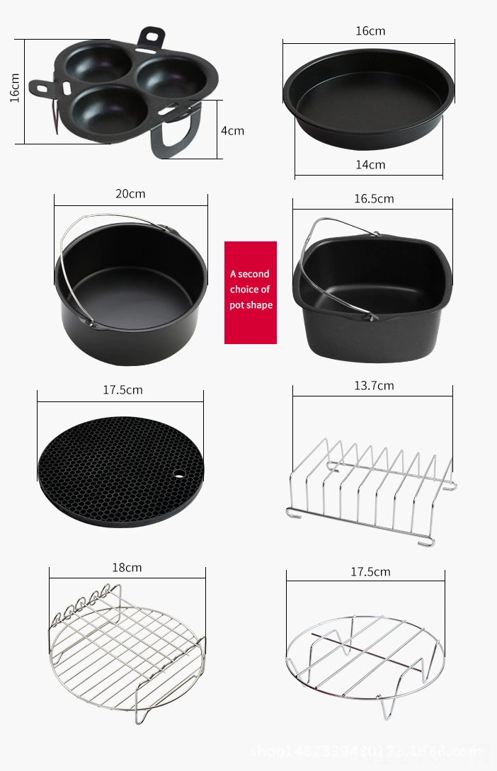 Kangvka Hava Fritözü Aksesuar Seti - 7 İnç Fritöz Sepeti Ve Pizza Taşı İle Çeşitli Yemekler Pişirin