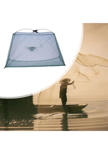 Homyl Balık Ağı Katlanabilir Istakoz Naylon Örgü Çelik 100-cmx100-cm