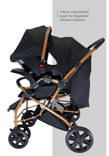 Bebegold Pusetli Bebek Arabasi Travel Çift Yön Tam Yatış Pozisyo