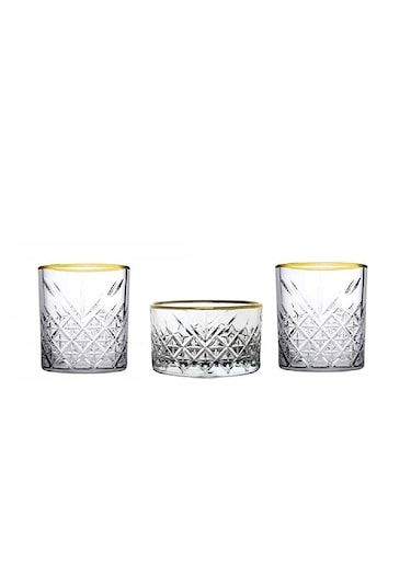 Paşabahçe 96818 Timeless Yaldızlı Golden Touch 3 Parça Set