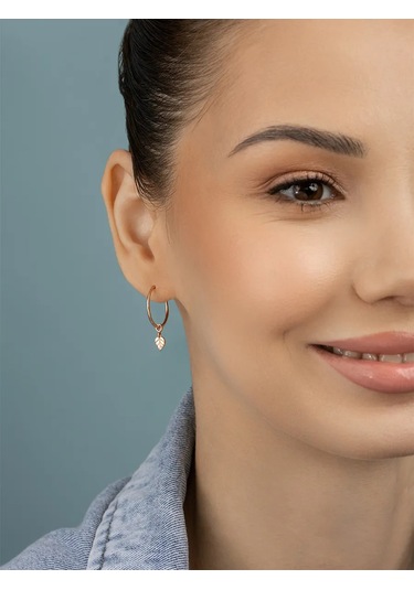 Veronika Küpe Takı 925 Ayar Gümüş Kongo Tarzı 14975052 Altın