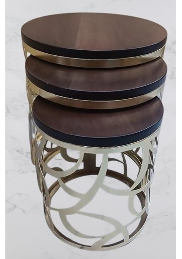 Zigon Sehpa Model 90516 Cnc Metal Kesim Osmanlı Desen Ceviz Renk El Yapım