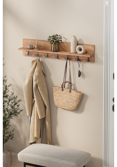 Bofigo Portmanto Duvar Askılığı Elbise Askılığı Yıldız Çam 91 Cm Çam