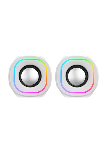 Mikado Md-180 2.0 3w 2 Beyaz Rgb Aydınlatmalı Usb + 3.5mm Usb 5v Speaker Hoparlör