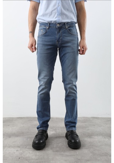 Banny Jeans Erkek Likralı Regular Fit Düz Jean Pantolon Mavi Mavi