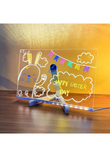 Aubyhe Çocuklar İçin Boyutlu Silinebilir Led Aydınlatmalı Çizim Tahtası - 7 Renkli Kalemli El İşleri Oyuncak Çok Renkli