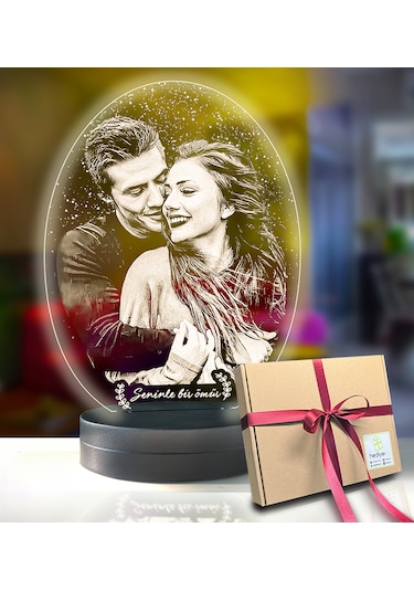 Kişiye Özel Oval Fotoğraflı 3d Model Led Gece Lamba