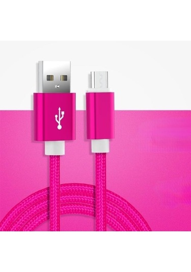 Pembe ios Uyumlu, Type-c Ve Mikro Usb İçin Ekstra Uzun Ve Dayanıklı 10ft Naylon Örgülü Telefon Şarj Kablosu 2m For ios Uyumlu