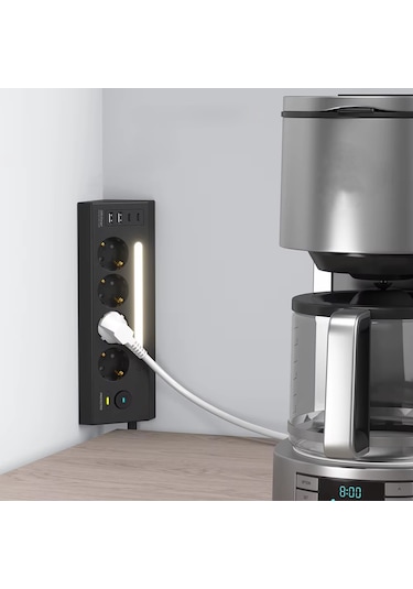 Çoklu Gece Lambalı Priz Yüksek Gerilim Korumalı 4'lü Priz 2xusb 2xtype-c Çıkışlı Grup Priz Çoğaltıcı 0