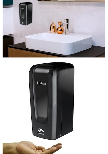 Sensörlü Sıvı Sabunluk Ve Dezenfektan Verici 1000ml, Fotoselli Otomatik Sabunluk F052s Siyah Siyah