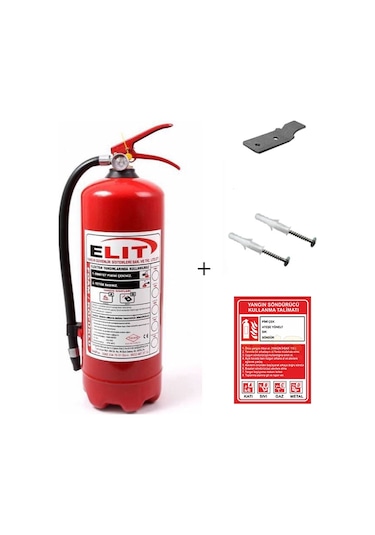 Ruhsata Uygun Köpüklü Yangın Söndürme Tüpü 6 KG + Askı Aparatı ve Yangın Söndürücü Kullanım Kılavuzu