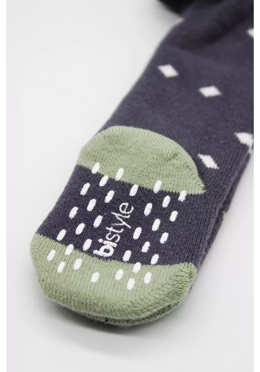 Tekli Puan Kaymaz Havlu Külotlu Çorap Antrasit Çok Renkli