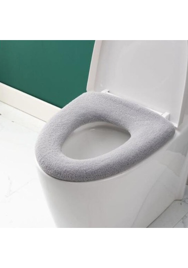 Sones Evrensel Örme Yıkanabilir Tuvalet Pedi Ev Kalınlaştırılmış Sıcak Tuvalet Örtüsü, Stil: Düz Gri
