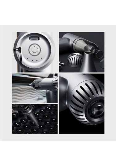 Lenyes Ltf02 Dijital Led Göstergeli 4 Kademeli Çok Fonksiyonlu Üfleme/çekme Turbo El Fanı Gri