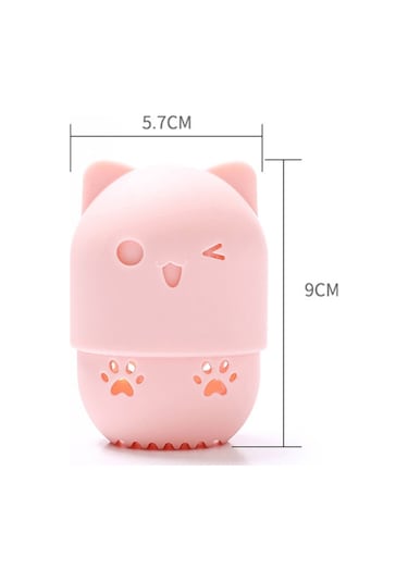 Mufunye Seyahat Taşınabilir Silikon Kedi Yavrusu Şekli Çabuk Kuruyan Puf Koruyucu Kapak Makyaj Yumurta Güzellik Araçları Kapsül Saklama Kutusu Mor
