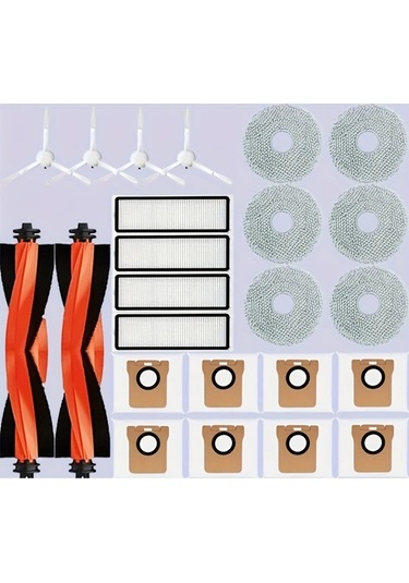 Xuweiwei 24 Adet Xiaomi Robot Süpürge X20+ Aksesuarları Yan Fırça Filtre Mop Bez Toz Çantası