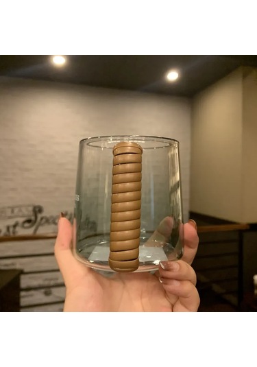 Dofolink İtalyan Tarzı 473 Ml Çift Duvarlı Cam Bardak, Balık Yüzü Desenli, Çay/kahve İçin, 1 Adet, Yıkama Makinesine Uygun