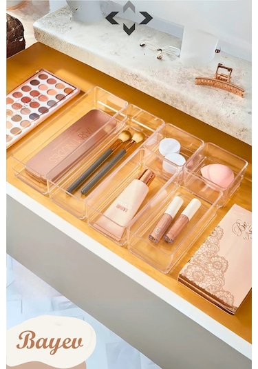 Bayev 3 X Lv 216 18 Parça Ayarlanabilir Çekmece Içi Düzenleyici Set Takı Makyaj Kutusu Kalem Organizeri
