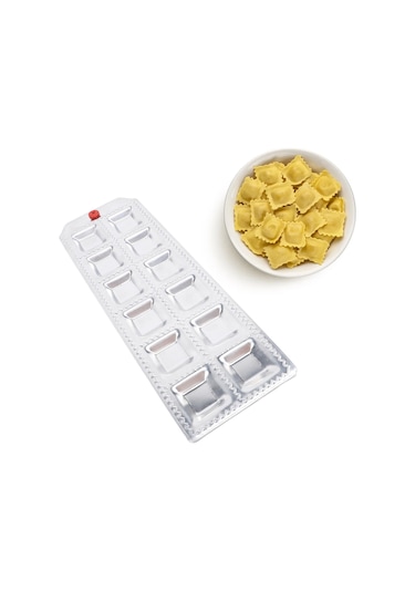 Konesam Alüminyum Alyazı 12 Delikli Kare Manti Kalıbı - Ev Ve Restoranlar İçin Pratik Pasta Ve Manti Yapım Aracı Diğer