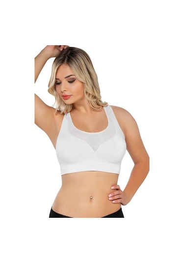 Emay 4027 Seamless Tül Pedli Toparlayıcı Sütyen Korse Beyaz