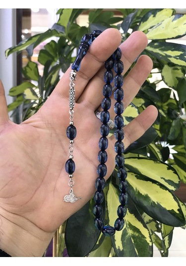 Sultan Telkari Kapsül Kesim Şeffaf Mavi Tonda Toz Kehribar Tesbih