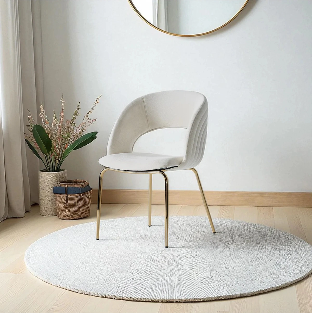 Dengema Boston S91 Sandalye 2 Adet Krem Kumaş, Gold Metal Ayak Krem - Gold