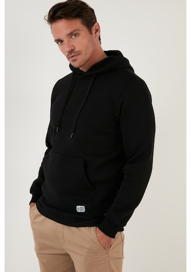 Buratti Regular Fit Kapüşonlu Kanguru Cepli Içi Tüylü Yumuşak Şardonlu Erkek Sweat 5905281 Siyah