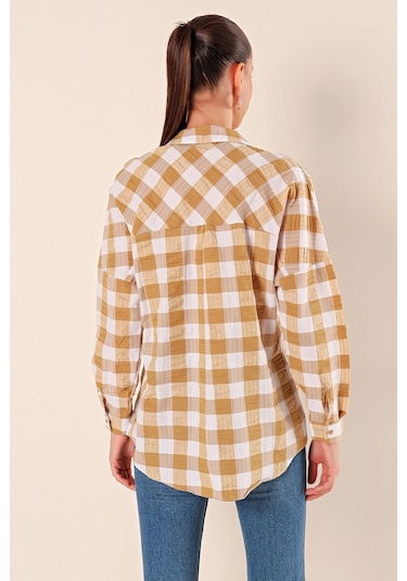 Bigdart 3900 Oversize Uzun Basic Gömlek - Vizon 001