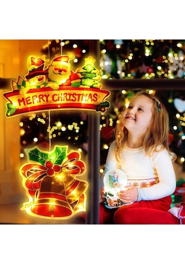 Dancemonkey 5 Parça Noel Penceresi Işıkları, Akıllı Pil İle Çalışan Vantuzlu İç Ve Dış Dekorasyonu Çok Renkli Çok Renkli