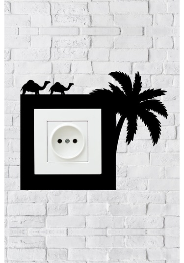 Palmiye Deve Tasarım Priz Çerçevesi İç Ölçü 8,4x8,4 Cm Dekoratif Priz Süsü Ve Anahtar Çerçevesi