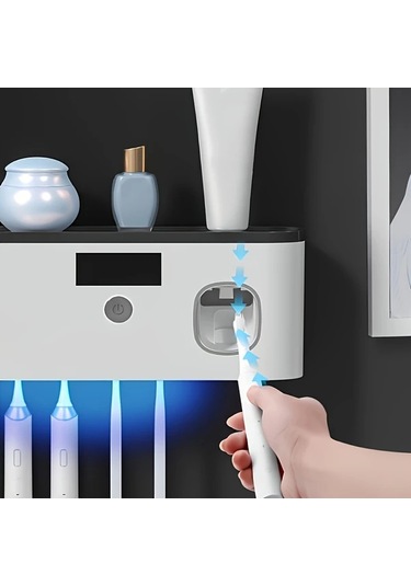 Dashanshop Beyaz Usb Şarjlı Akıllı Diş Fırçası Askısı Duvar Montajlı 5 Yuvalı Otomatik Diş Macunu Dispenser Beyaz