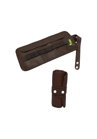 Yuga Suni Deri 36 Gözlü Rulo Kalemlik Kahverengi Kahverengi