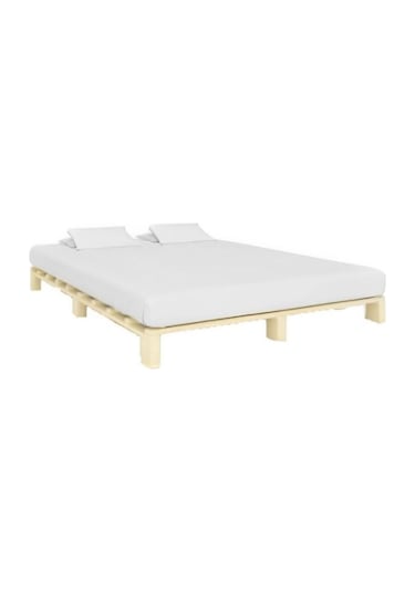 Masif Doğal Ahşap Platform Karyola Natural Renk 140x200
