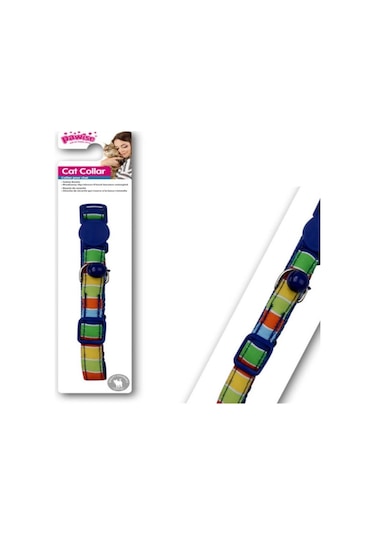 Pawise Şerit Desenli Mavi Kedi Boyun Tasması 30 CM