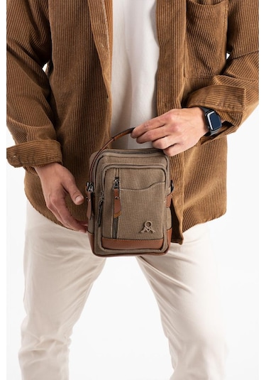 Kanvas Kumaş Erkek Postacı Çanta Omuz Çantası 20 12 Cm Çapraz Askılı Omuz Çantası Mega Çanta Siyah