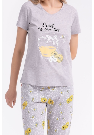 Rolypoly Sweet As Can Bee Grimelanj Kadın Pijama Takımı 5274-29140 Gri