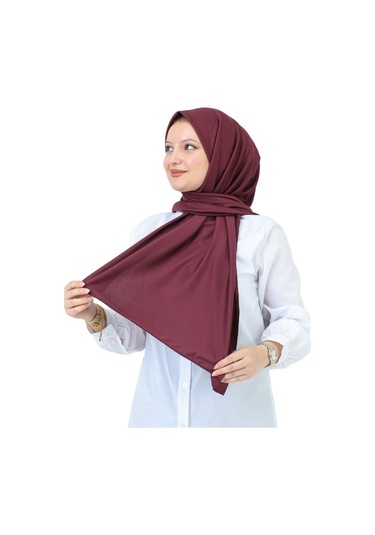 Şal Zarif Başörtüsü Eşarp Tesettür Giyim Uzun Abiyelik Vişne