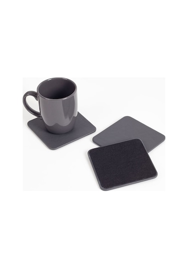 Turgut Office Deri Bardak Altlığı Antrasit 3 Adet Antrasit