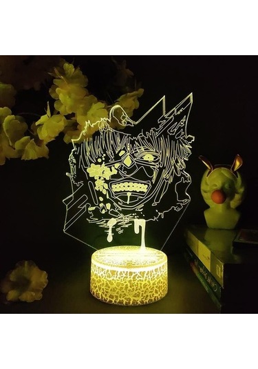Szypzstore Tokya Ghonl Anime 3d Erkek Için Gece Lambası 16 Renk Kız Odası Dekor Illusion Led Lamba Usb Manga Ken Kaneki Şekil Uygun Çocuklar Hayranlar Yılbaşı Hediyeleri T4rluo Renkli