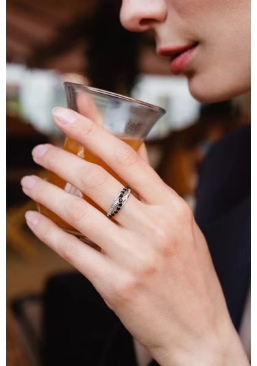 Lamponi 925 Ayar Gümüş Kol Uzun Yüzük, Spinel Taşlı Zirkon. 232735516 Gri