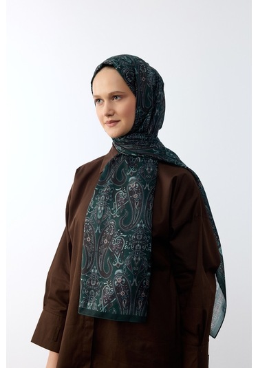 Mirsoy Scarf Asya Etnik Desen Şal Yeşil