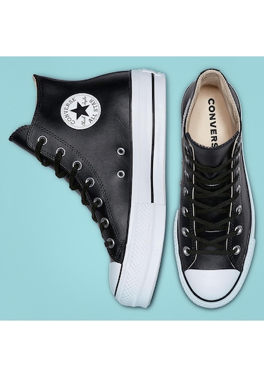 Converse Chuck Taylor All Star Leather Platform Kadın Günlük Ayak Siyah