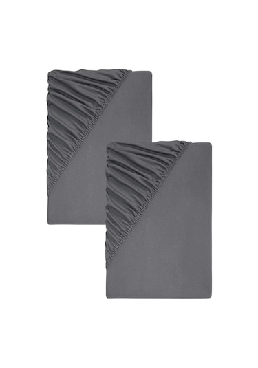 Cotenconcept 2 Adet Düz Pamuklu Tek Kişilik 120 X 200 Cm Lastikli Penye Çarşaf-antrasit