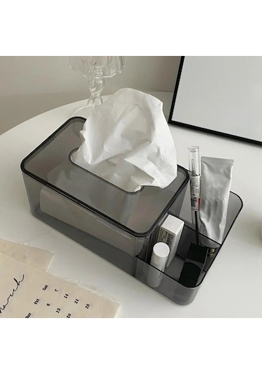 Şeffaf Doku Tutucu Şeffaf Görünür 2 Bölmeli Doku Kutusu Plastik Masaüstü Peçetelik Kutusu Oturma Odası Malzemeleri